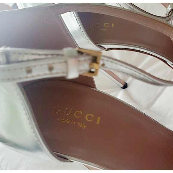 Gucci Silver Argento Gold Studded Women Pumps - Picture 6 of 13